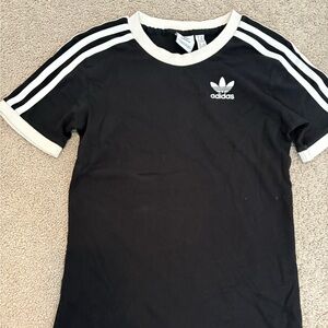 Adidas vintage XS Black T-Shirt with White Stripes